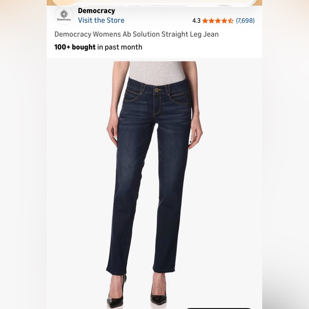Democracy Women's Straight Leg Jeans - Dark Blue distressed